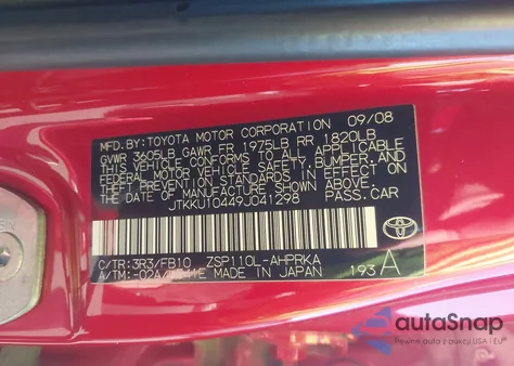 2009 Scion Xd from USA, damaged, VIN JTKKU10449J041298